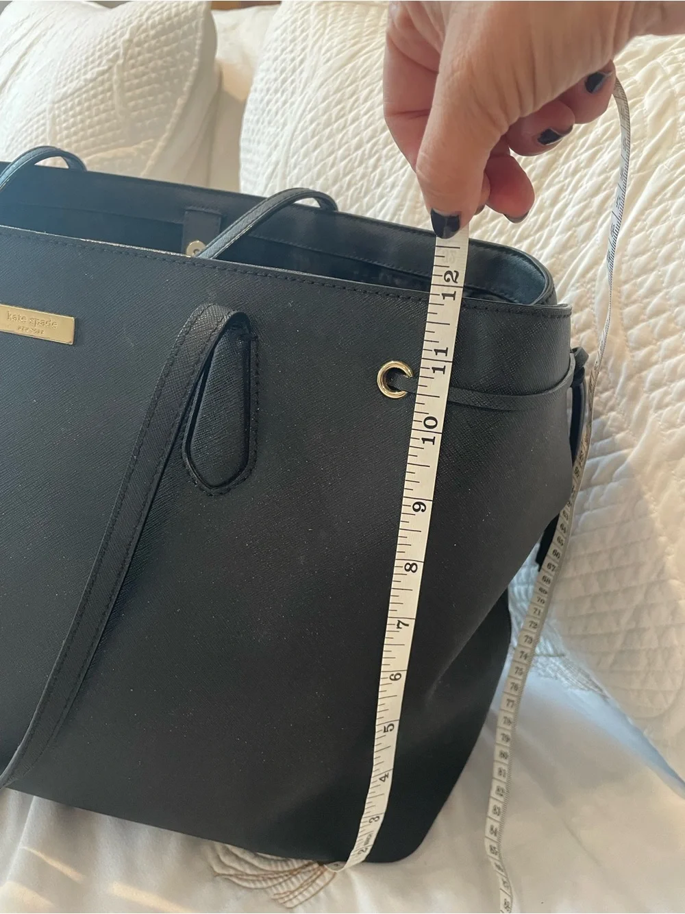 kate spade Black Tote with Gold Plate